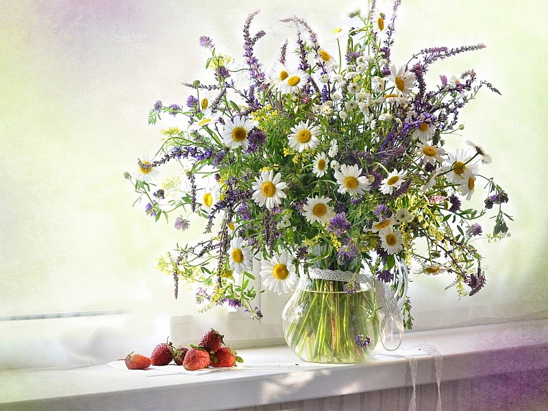 Фото букета из полевых цветов на свадьбу