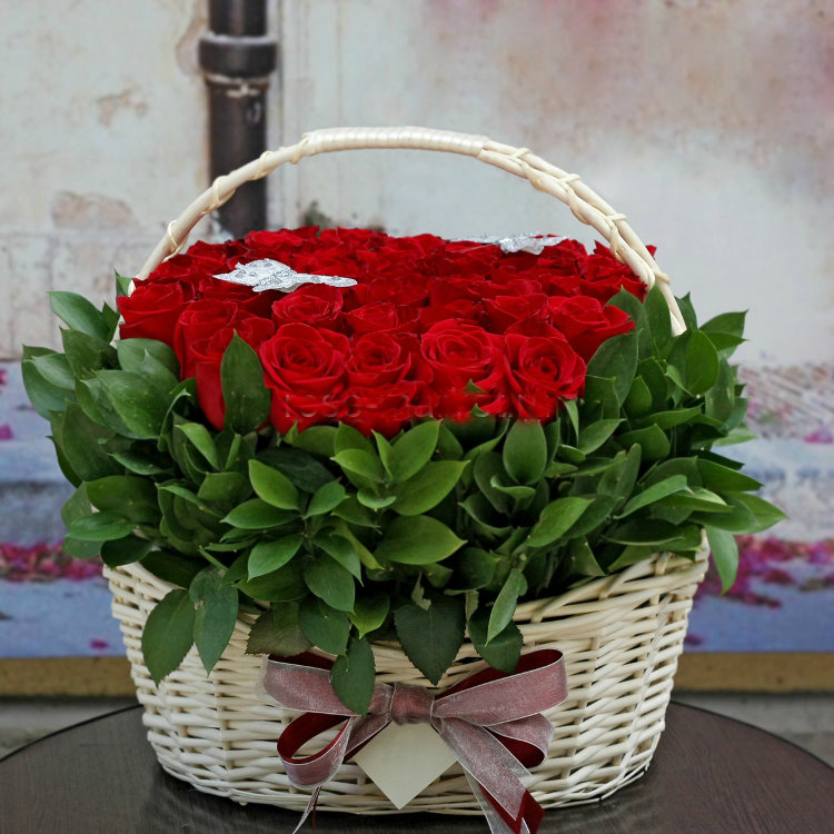Фото заказанной корзины из роз