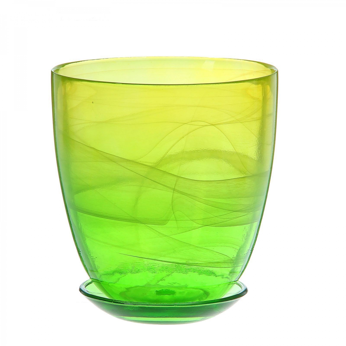 Горшок, цветное  стекло  (желто-зеленый)