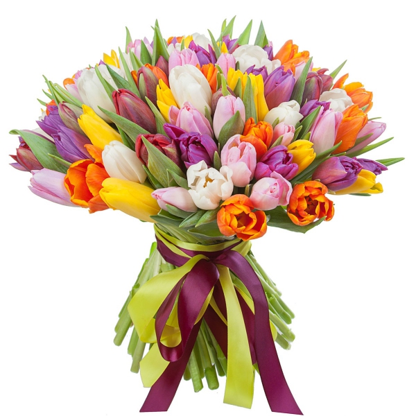 Букет из 101 разноцветного тюльпана