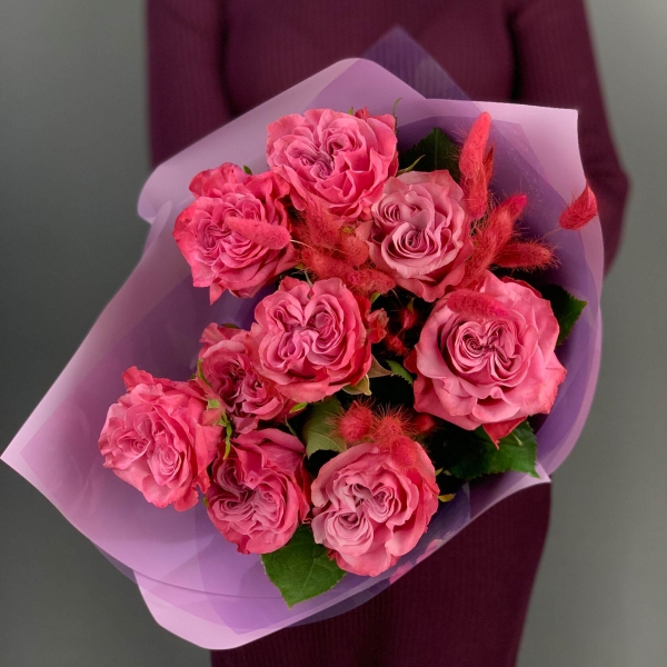 Букет из 5 розовых роз. Фото 2