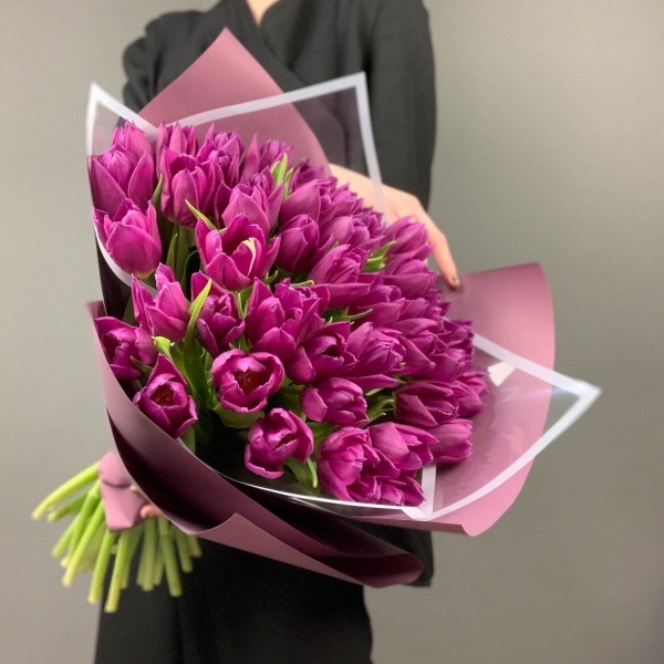 Букет тюльпанов "Пурпур". Фото 1
